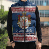 Serbia Christmas Sleeveless Puffer Jacket Coat Of Arms Srecan Bozic - Wonder Print Shop