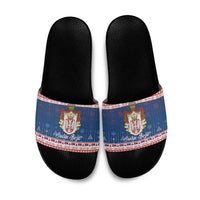 Serbia Christmas Slide Sandals Coat Of Arms Srecan Bozic - Wonder Print Shop