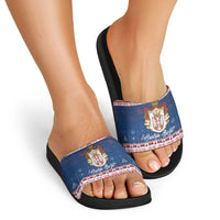 Serbia Christmas Slide Sandals Coat Of Arms Srecan Bozic - Wonder Print Shop