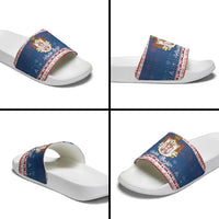 Serbia Christmas Slide Sandals Coat Of Arms Srecan Bozic - Wonder Print Shop