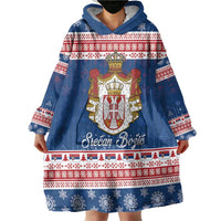 Serbia Christmas Wearable Blanket Hoodie Coat Of Arms Srecan Bozic - Wonder Print Shop