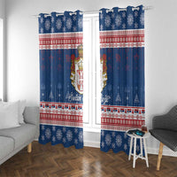 Serbia Christmas Window Curtain Coat Of Arms Srecan Bozic - Wonder Print Shop