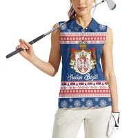 Serbia Christmas Women Sleeveless Polo Shirt Coat Of Arms Srecan Bozic - Wonder Print Shop