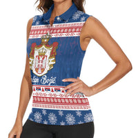 Serbia Christmas Women Sleeveless Polo Shirt Coat Of Arms Srecan Bozic - Wonder Print Shop