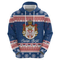 Serbia Christmas Zip Hoodie Coat Of Arms Srecan Bozic - Wonder Print Shop