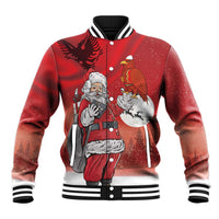 Albania Santa Christmas Baseball Jacket Christmas Albanian Eagle Flag Style - Wonder Print Shop