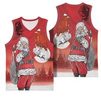Albania Santa Christmas Basketball Jersey Christmas Albanian Eagle Flag Style - Wonder Print Shop