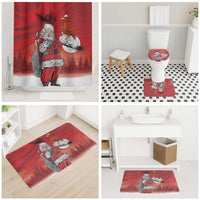 Albania Santa Christmas Bathroom Set Christmas Albanian Eagle Flag Style - Wonder Print Shop