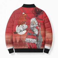 Albania Santa Christmas Bomber Puffer Jacket Christmas Albanian Eagle Flag Style - Wonder Print Shop