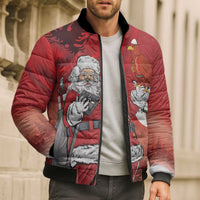 Albania Santa Christmas Bomber Puffer Jacket Christmas Albanian Eagle Flag Style - Wonder Print Shop