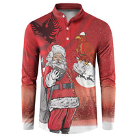 Albania Santa Christmas Button Sweatshirt Christmas Albanian Eagle Flag Style - Wonder Print Shop