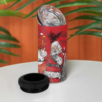 Albania Santa Christmas 4 in 1 Can Cooler Tumbler Christmas Albanian Eagle Flag Style - Wonder Print Shop