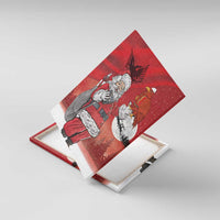 Albania Santa Christmas Canvas Wall Art Christmas Albanian Eagle Flag Style - Wonder Print Shop