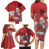 Albania Santa Christmas Family Matching Long Sleeve Bodycon Dress and Hawaiian Shirt Christmas Albanian Eagle Flag Style - Wonder Print Shop