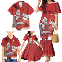 Albania Santa Christmas Family Matching Mermaid Dress and Hawaiian Shirt Christmas Albanian Eagle Flag Style - Wonder Print Shop
