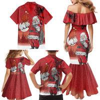 Albania Santa Christmas Family Matching Mermaid Dress and Hawaiian Shirt Christmas Albanian Eagle Flag Style - Wonder Print Shop
