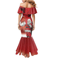 Albania Santa Christmas Family Matching Mermaid Dress and Hawaiian Shirt Christmas Albanian Eagle Flag Style - Wonder Print Shop