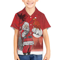 Albania Santa Christmas Family Matching Off Shoulder Maxi Dress and Hawaiian Shirt Christmas Albanian Eagle Flag Style - Wonder Print Shop