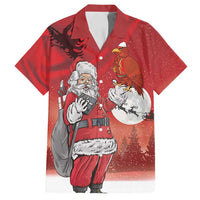 Albania Santa Christmas Family Matching Off Shoulder Short Dress and Hawaiian Shirt Christmas Albanian Eagle Flag Style - Wonder Print Shop