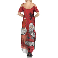 Albania Santa Christmas Family Matching Summer Maxi Dress and Hawaiian Shirt Christmas Albanian Eagle Flag Style - Wonder Print Shop