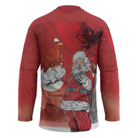 Albania Santa Christmas Hockey Jersey Christmas Albanian Eagle Flag Style - Wonder Print Shop