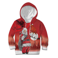 Albania Santa Christmas Kid Hoodie Christmas Albanian Eagle Flag Style - Wonder Print Shop