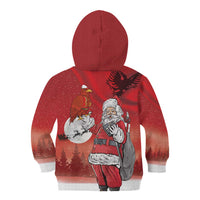 Albania Santa Christmas Kid Hoodie Christmas Albanian Eagle Flag Style - Wonder Print Shop