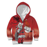 Albania Santa Christmas Kid Hoodie Christmas Albanian Eagle Flag Style - Wonder Print Shop