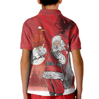Albania Santa Christmas Kid Polo Shirt Christmas Albanian Eagle Flag Style - Wonder Print Shop