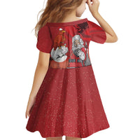 Albania Santa Christmas Kid Short Sleeve Dress Christmas Albanian Eagle Flag Style - Wonder Print Shop