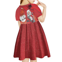 Albania Santa Christmas Kid Short Sleeve Dress Christmas Albanian Eagle Flag Style - Wonder Print Shop
