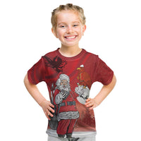 Albania Santa Christmas Kid T Shirt Christmas Albanian Eagle Flag Style - Wonder Print Shop