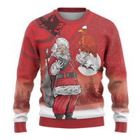 Albania Santa Christmas Ugly Christmas Sweater Christmas Albanian Eagle Flag Style - Wonder Print Shop