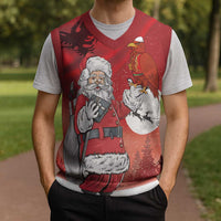 Albania Santa Christmas Knitted V-Neck Vest Christmas Albanian Eagle Flag Style - Wonder Print Shop