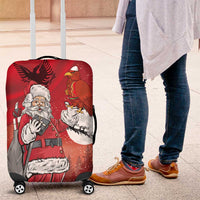 Albania Santa Christmas Luggage Cover Christmas Albanian Eagle Flag Style - Wonder Print Shop