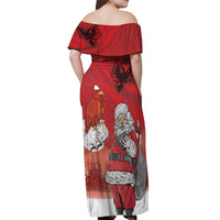 Albania Santa Christmas Off Shoulder Maxi Dress Christmas Albanian Eagle Flag Style - Wonder Print Shop