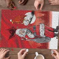 Albania Santa Christmas Puzzle Christmas Albanian Eagle Flag Style - Wonder Print Shop