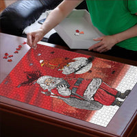Albania Santa Christmas Puzzle Christmas Albanian Eagle Flag Style - Wonder Print Shop