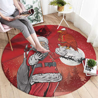 Albania Santa Christmas Round Carpet Christmas Albanian Eagle Flag Style - Wonder Print Shop