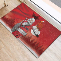 Albania Santa Christmas Rubber Doormat Christmas Albanian Eagle Flag Style - Wonder Print Shop
