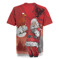 Albania Santa Christmas Rugby Jersey Christmas Albanian Eagle Flag Style - Wonder Print Shop