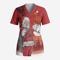 Albania Santa Christmas Scrub Top Christmas Albanian Eagle Flag Style - Wonder Print Shop