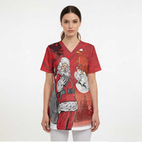 Albania Santa Christmas Scrub Top Christmas Albanian Eagle Flag Style - Wonder Print Shop