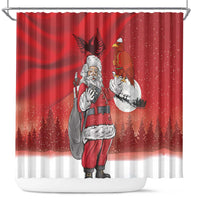 Albania Santa Christmas Shower Curtain Christmas Albanian Eagle Flag Style - Wonder Print Shop