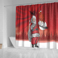 Albania Santa Christmas Shower Curtain Christmas Albanian Eagle Flag Style - Wonder Print Shop