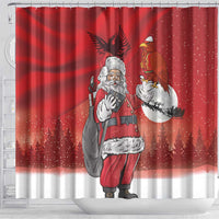 Albania Santa Christmas Shower Curtain Christmas Albanian Eagle Flag Style - Wonder Print Shop