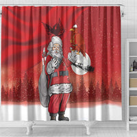 Albania Santa Christmas Shower Curtain Christmas Albanian Eagle Flag Style - Wonder Print Shop