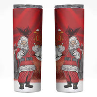 Albania Santa Christmas Skinny Tumbler Christmas Albanian Eagle Flag Style - Wonder Print Shop