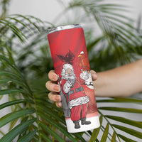 Albania Santa Christmas Skinny Tumbler Christmas Albanian Eagle Flag Style - Wonder Print Shop