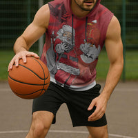 Albania Santa Christmas Sleeveless Hoodie Christmas Albanian Eagle Flag Style - Wonder Print Shop